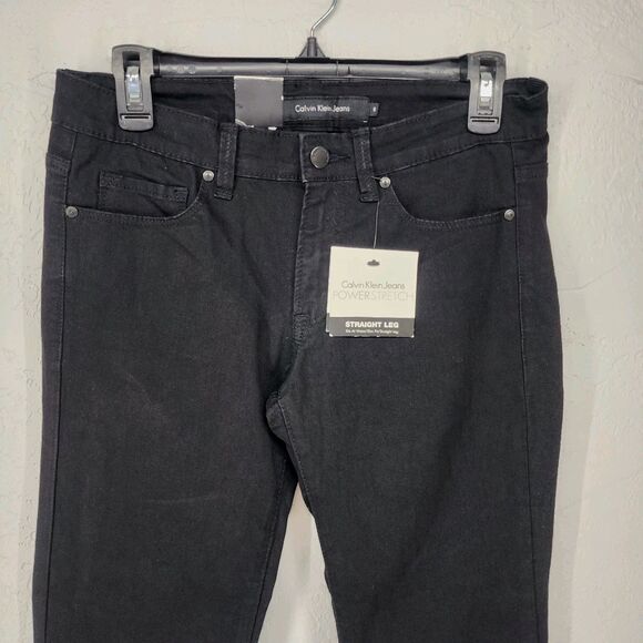 Calvin Klein Black Denim Straight Leg Power Stretch Jeans Size 6 NWT *Flaw* - Picture 2 of 10